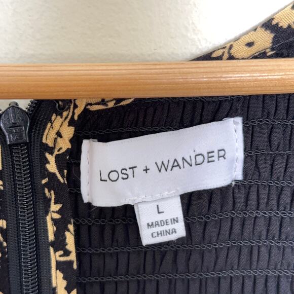 LOST + WANDER Pick Me Golden Hour Smocked Mini Dress Yellow Black {3M23} - Picture 6 of 7